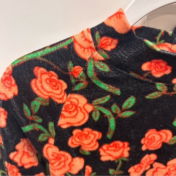 MINI RODINI ROSES VELOUR LONG SLEEVE DRESS size 3-5 - Picture 3 of 6